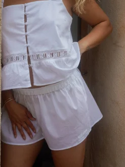 Shorts>Djerf Avenue Airy Poplin Mini Shorts White