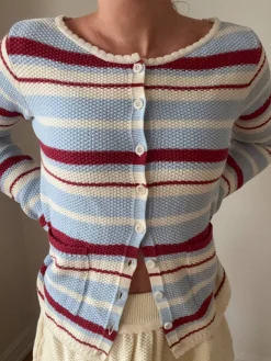 Sweaters|Knitwear>Djerf Avenue Amorini Pocket Cardigan Coastal Stripe
