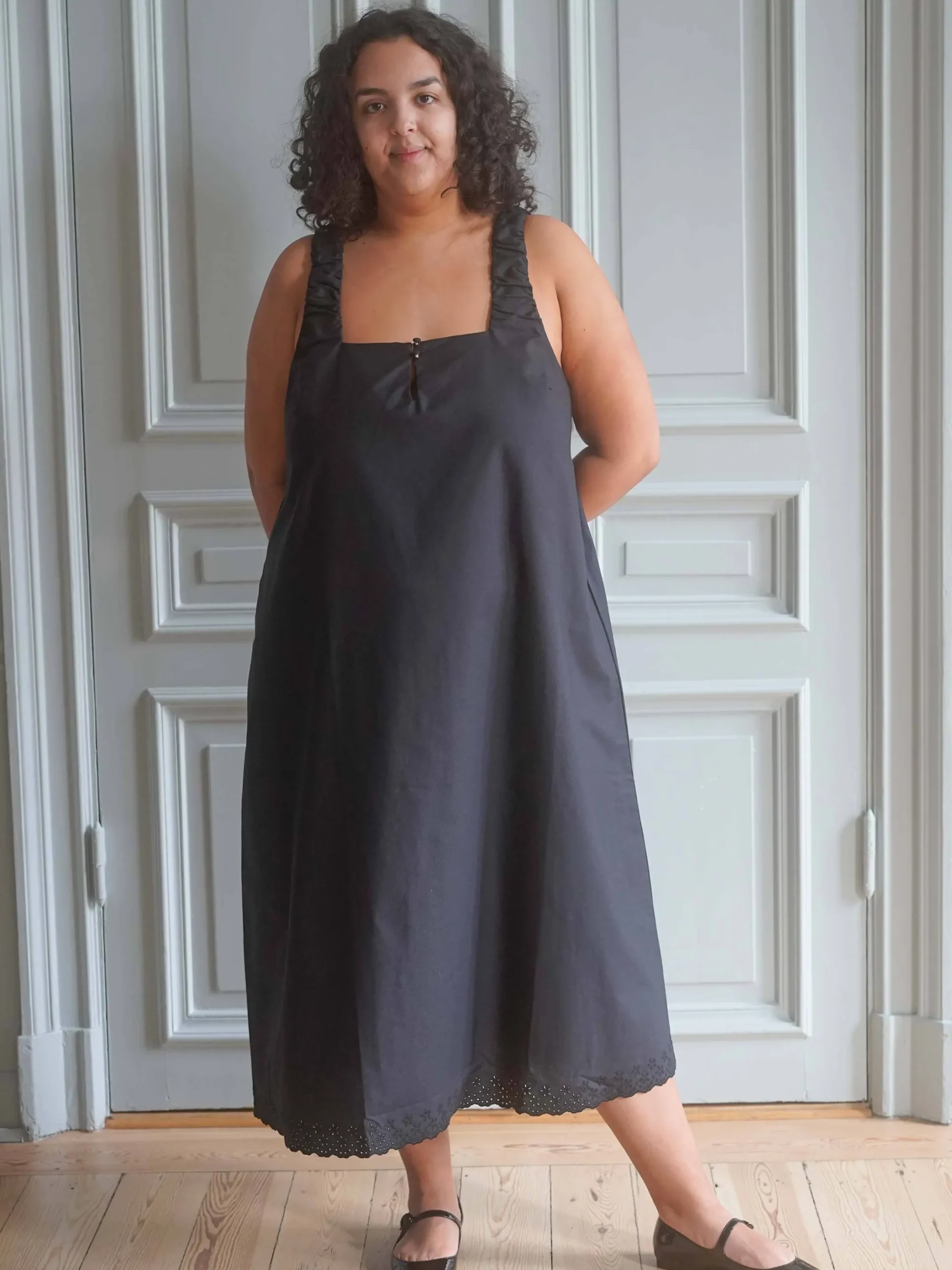 Dresses & Skirts>Djerf Avenue Breezy Embroidered Dress Black