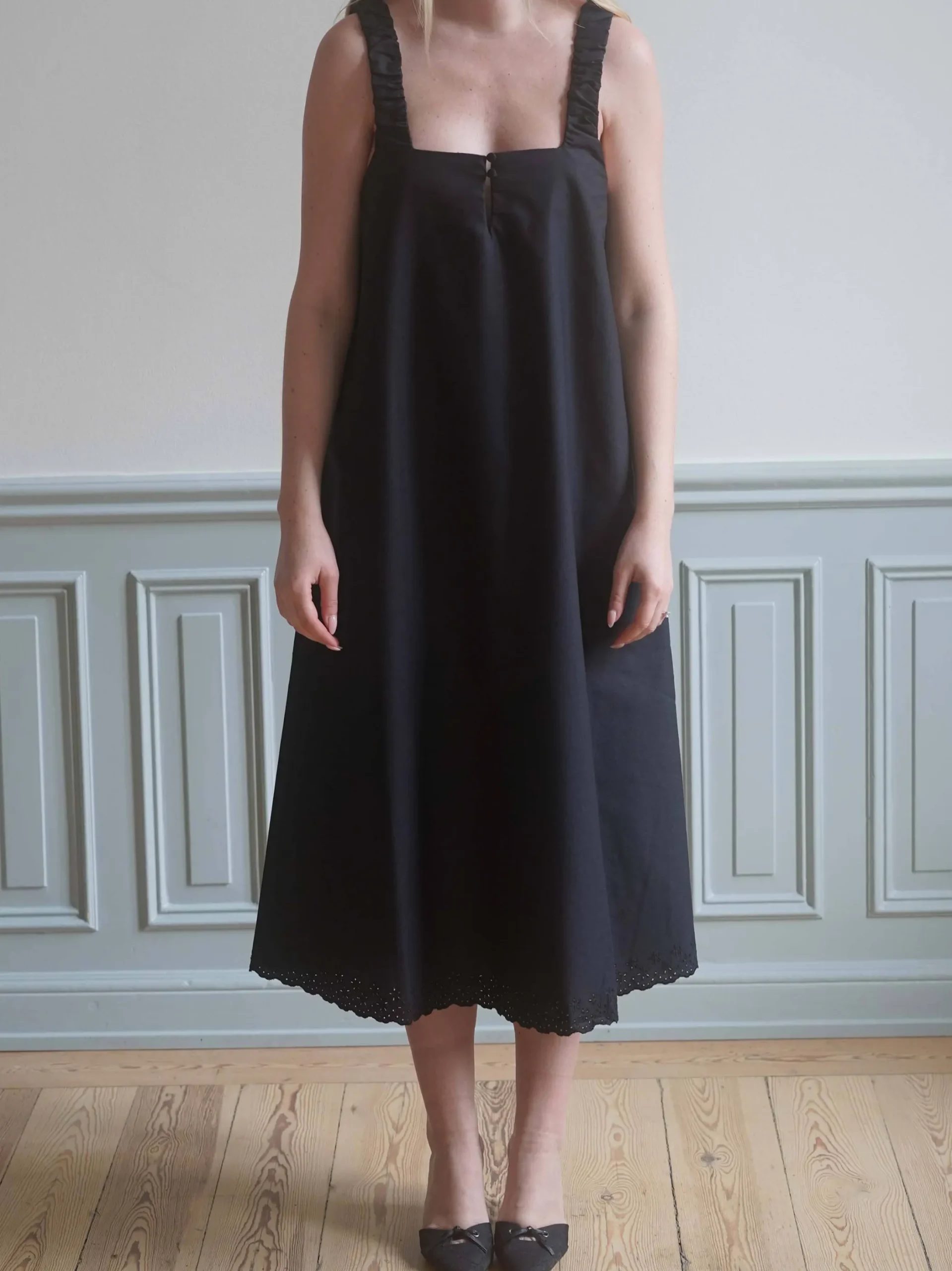 Dresses & Skirts>Djerf Avenue Breezy Embroidered Dress Black