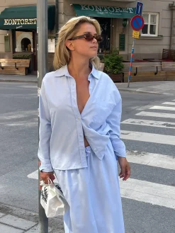 Shirts & Blouses|Sets>Djerf Avenue Breezy Shirt Blue
