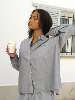 Shirts & Blouses|Sets>Djerf Avenue Breezy Shirt Grey