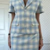 Blazers & Jackets|Sets>Djerf Avenue Brunch Blazer Blue Plaid