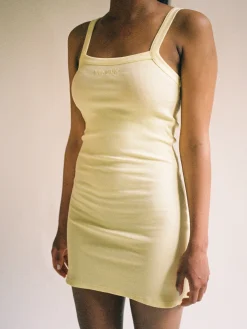Dresses & Skirts>Djerf Avenue Daily Tank Dress Ribbed Baby Yellow