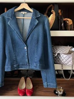 Blazers & Jackets>Djerf Avenue Day-to-day Denim Blazer Dark Blue