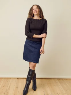 Dresses & Skirts>Djerf Avenue Denim A-line Skirt Midnight Blue