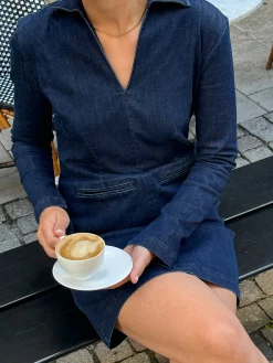 Dresses & Skirts>Djerf Avenue Denim Mini Dress Midnight Blue - Tall