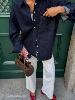 Shirts & Blouses>Djerf Avenue Denim Shirt Dark blue