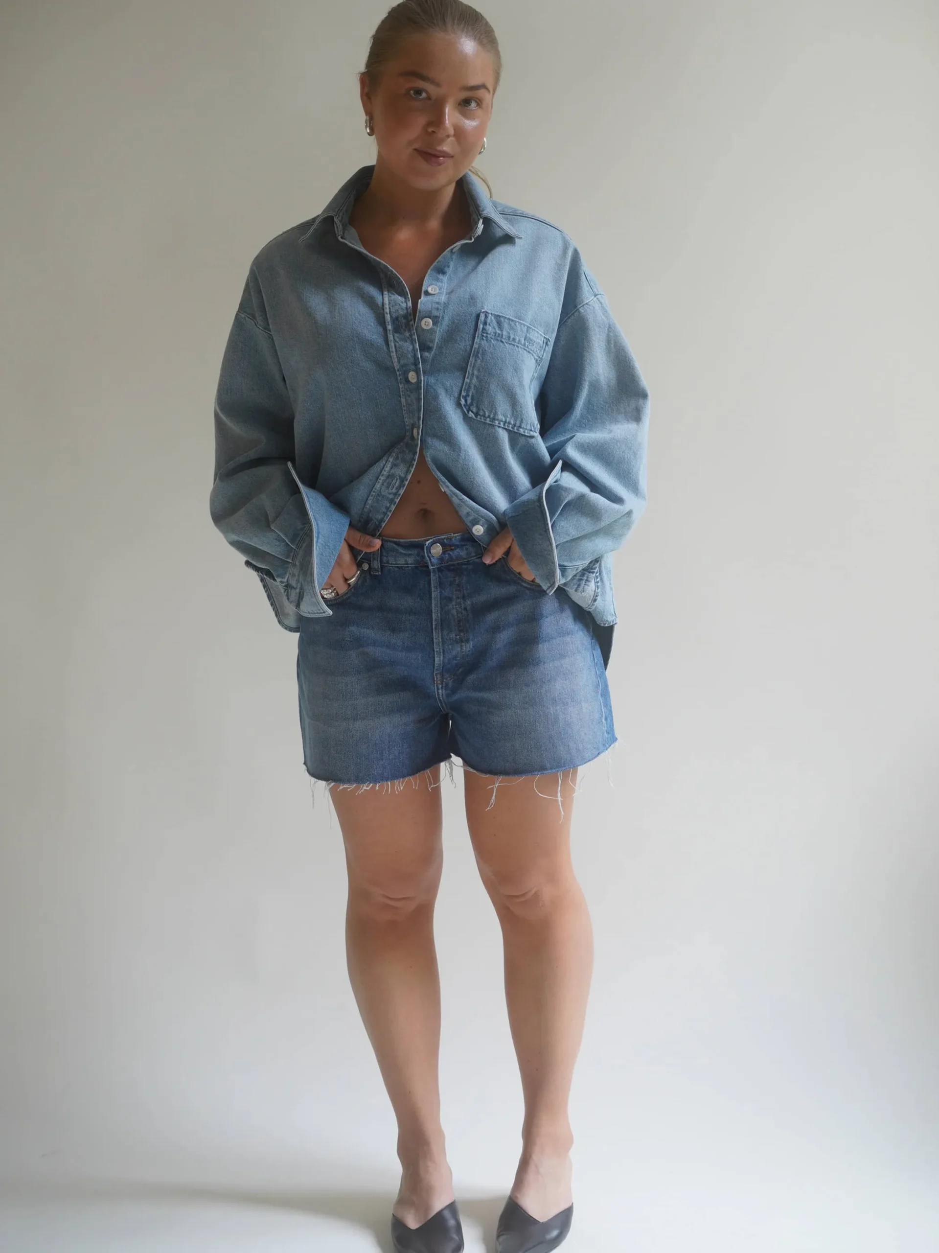 Shorts>Djerf Avenue Denim Shorts Vintage Blue