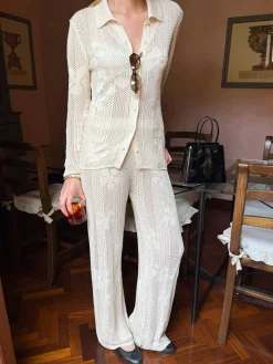 Pants|Knitwear>Djerf Avenue Flower Pants Ivory