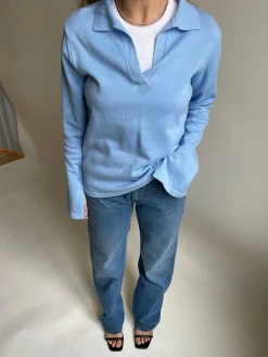 Sweaters|Knitwear>Djerf Avenue Getaway Top Blue