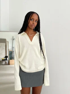 Sweaters|Knitwear>Djerf Avenue Getaway Top Cream