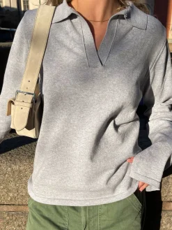 Sweaters|Knitwear>Djerf Avenue Getaway Top Grey Melange