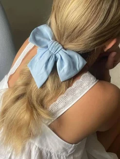 Lounge Accessories|Headbands & Hair Accessories>Djerf Avenue Go Slow Bow Scrunchie Blue
