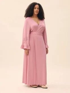 Robes>Djerf Avenue Go Slow Embroidered Robe Dusty Pink