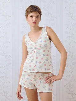 Pjs>Djerf Avenue Go Slow Frill Camisole Summer Berries
