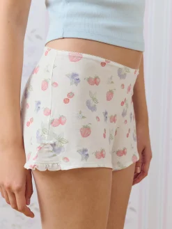 Pjs>Djerf Avenue Go Slow Frill Shorts Summer Berries
