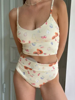 Swimwear>Djerf Avenue High Waist Bottom Fruit Print