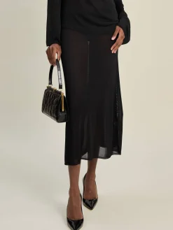 Dresses & Skirts|Knitwear>Djerf Avenue Knitted Midi Skirt Black