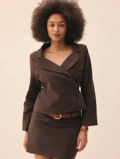 Blazers & Jackets|Sets>Djerf Avenue Moleskin Blazer Brown