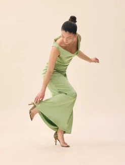 Dresses & Skirts>Djerf Avenue Occasion Satin Dress Pistachio