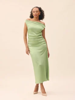 Dresses & Skirts>Djerf Avenue Occasion Satin Dress Pistachio