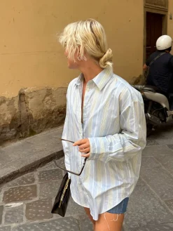 Shirts & Blouses>Djerf Avenue Poplin Classic Shirt Slushy Stripe