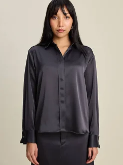 Shirts & Blouses|Sets>Djerf Avenue Satin Shirt Anthracite