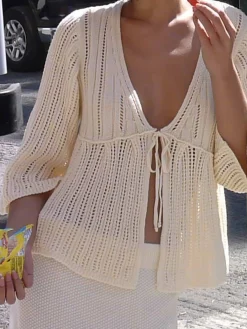 Shirts & Blouses|Knitwear>Djerf Avenue Sorella Top Cream Beige