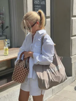 Headbands & Hair Accessories|Tote Bags>Djerf Avenue Tote Bag Oat