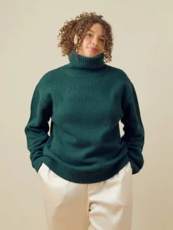 Sweaters|Knitwear>Djerf Avenue Turtleneck Wool Sweater Pine Green